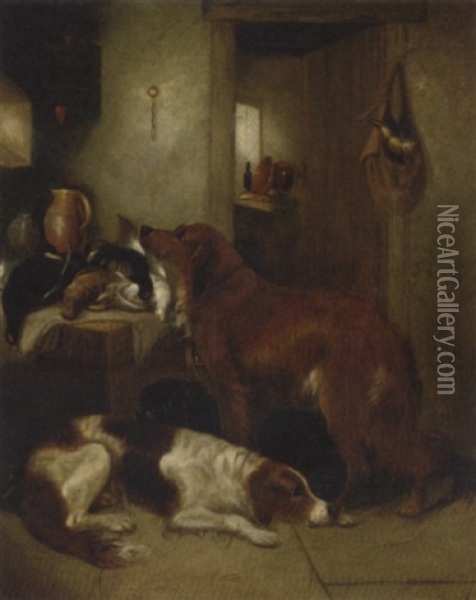 Guarding The Larder Oil Painting - Edward Armfield