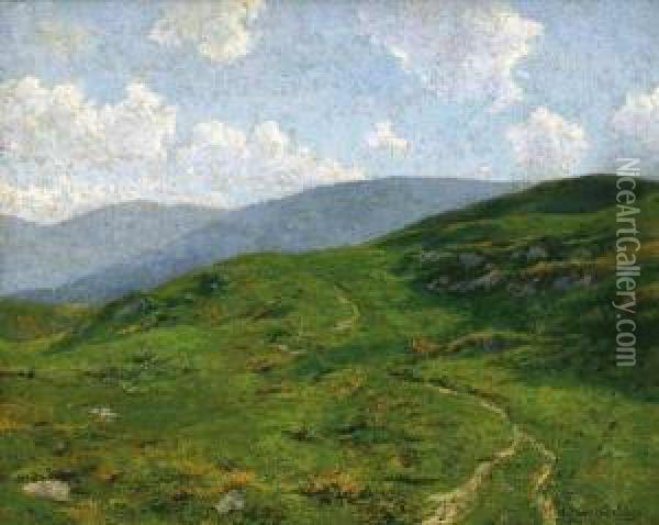 Distant Mountains Oil Painting - Hugh Bolton Jones