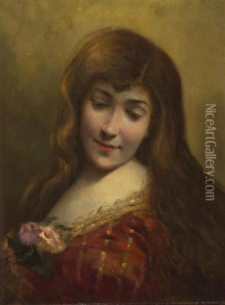 Portrait Of A Woman Oil Painting - Angelo Asti