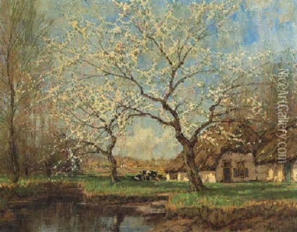 Blossoming Trees Oil Painting - Arnold Marc Gorter