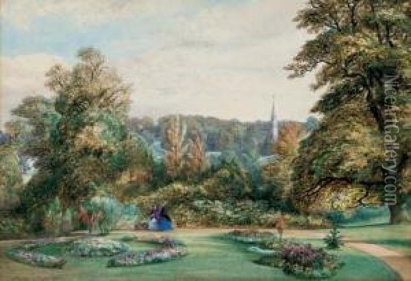 A Stroll Around The Garden Oil Painting - Henry Pilleau