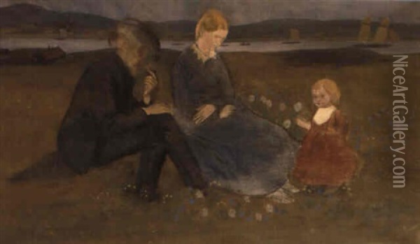 Familjen Pa Elfangen Oil Painting - Ivar Arosenius