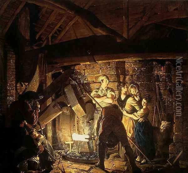 The Iron Forge, 1772 Oil Painting - Josepf Wright Of Derby