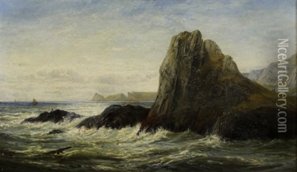 Rocky Coast Oil Painting - George Stanfield Walters