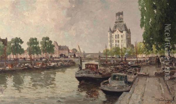A View Of The Witte Huis, Rotterdam Oil Painting - Gerardus Johannes Delfgaauw
