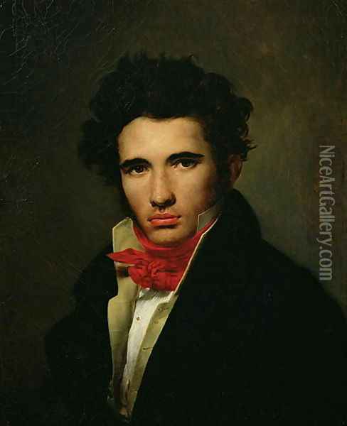 Self Portrait c.1818 Oil Painting - Leon Cogniet