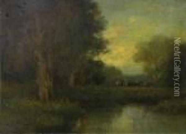 Oaks By A Pond Oil Painting - William Keith