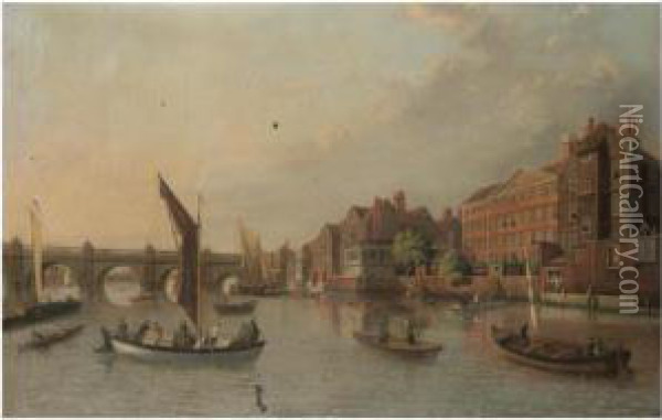 A View Of Old Westminster Bridge Oil Painting - Samuel Scott