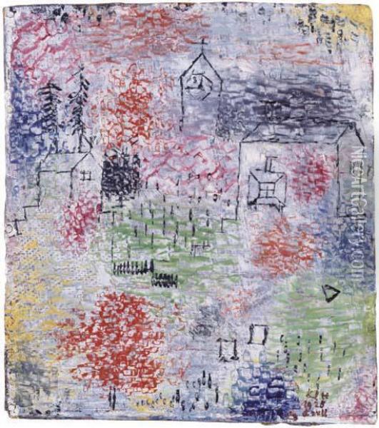 Kleine Landschaft Mit Der Dorfkirche Oil Painting - Paul Klee