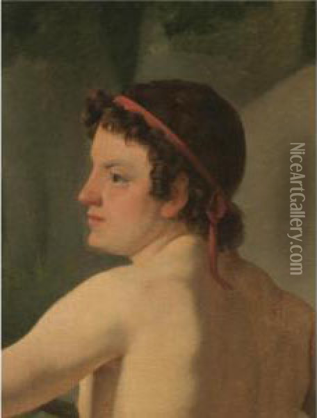 En Romersk Dreng (a Roman Boy) Oil Painting - Christoffer Wilhelm Eckersberg