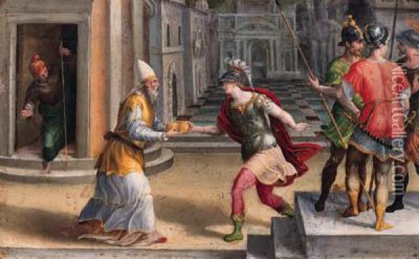 Saint Lawrence And The Roman Prefect Oil Painting - Andrea Di Bartolo