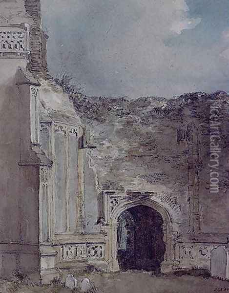 East Bergholt Church: North Archway of the Ruined Tower Oil Painting - John Constable