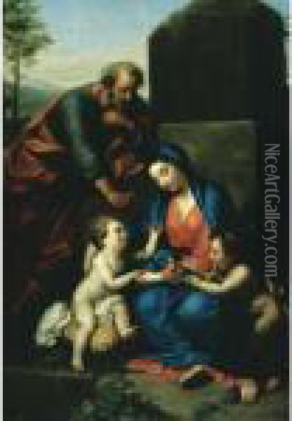 The Holy Family With The Infant Saint John The Baptist Oil Painting - Anton Raphael Mengs