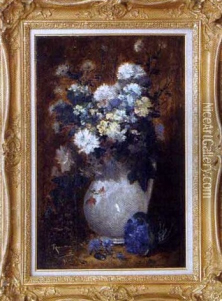 Bouquet De Fleurs Dans Un Vase En Gres Oil Painting - Alfred Rouby