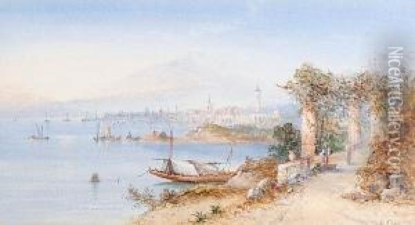 'the Bay Of Naples' Oil Painting - Edwin St John