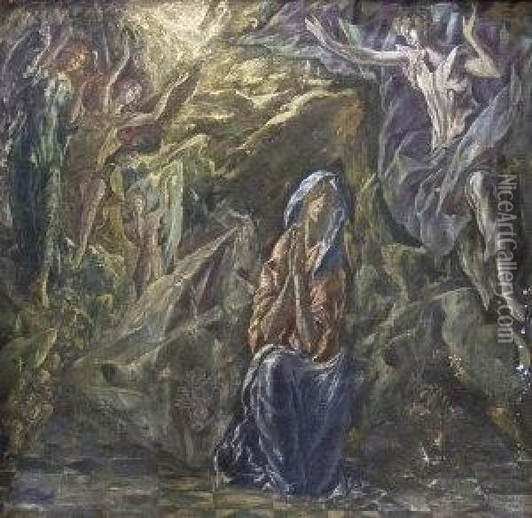 Madonna In The Wilderness Oil Painting - El Greco (Domenikos Theotokopoulos)