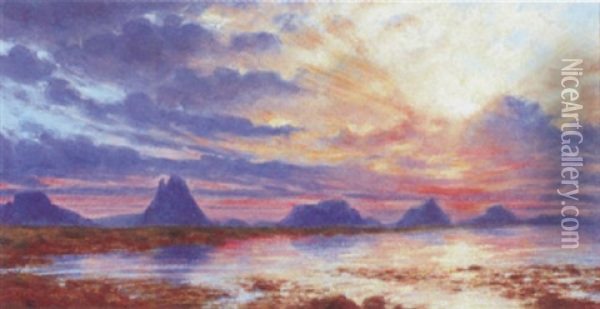 Sunset Oil Painting - Sigismund Christian Hubert Goetze