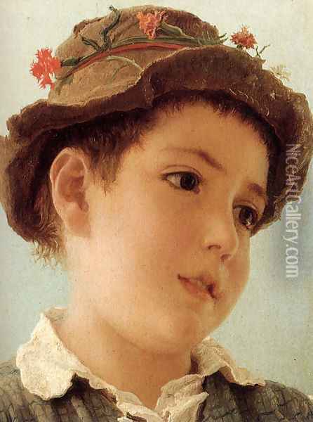 Peasant Boy From Capri Oil Painting - Adriano Bonifazi