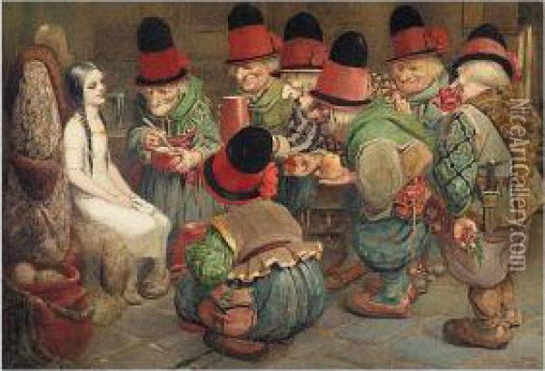 The Seven Dwarfs Oil Painting - John Hassall