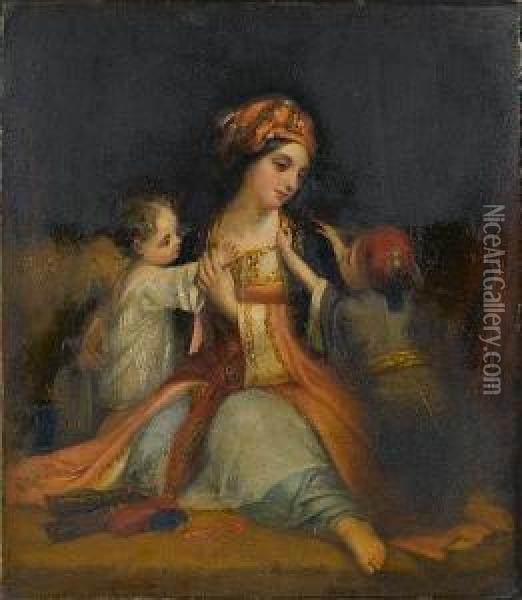 Mother And Children Oil Painting - Henry William Pickersgill