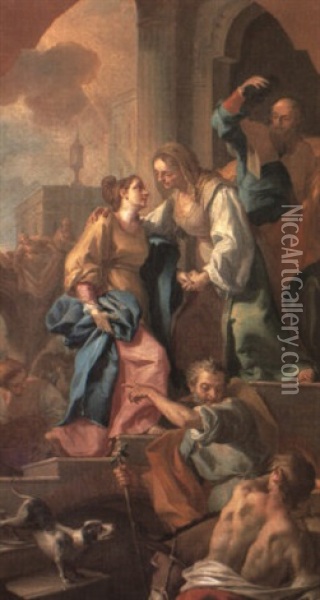 The Visitation Oil Painting - Francesco de Mura
