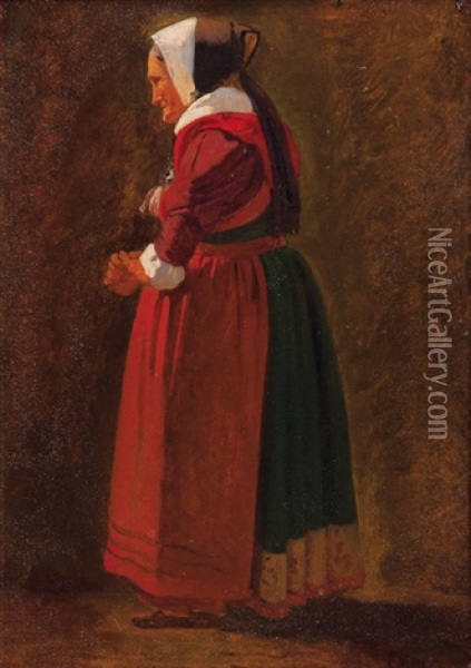 A Woman Wearing A Dress On The Island Fanoe Oil Painting - Johann Julius Exner