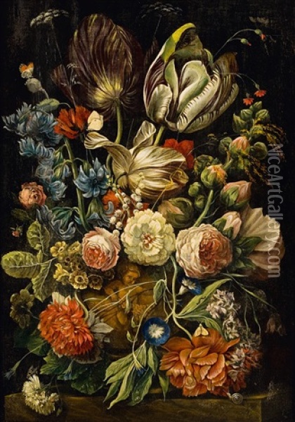 Nature Morte De Fleurs Oil Painting - Francois Joseph Huygens