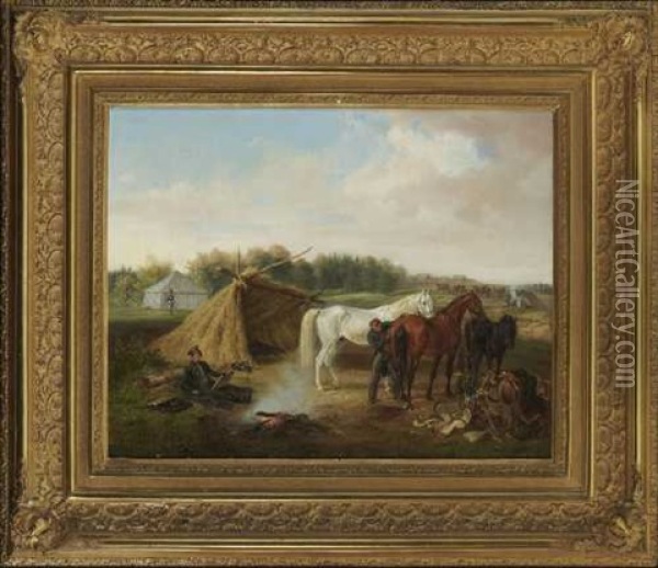 Der Kunstler Wahrend Des Russlandfeldzuges 1812 Oil Painting - Albrecht Adam