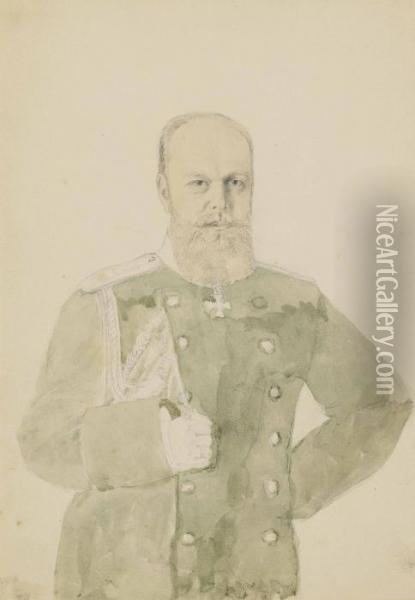 Portrait Of Emperor Alexander Iii (1845-1894) Oil Painting - Mihaly von Zichy