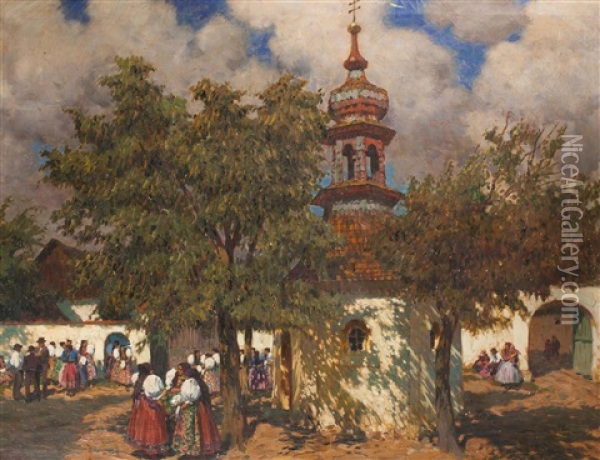 Village Celebration In Chodsko Oil Painting - Vaclav Maly