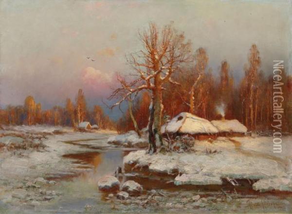 Russische Winterlandschaft Oil Painting - Iulii Iul'evich (Julius) Klever