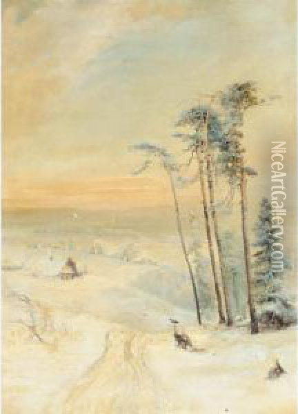 Winter Landscape Oil Painting - Alexei Kondratyevich Savrasov