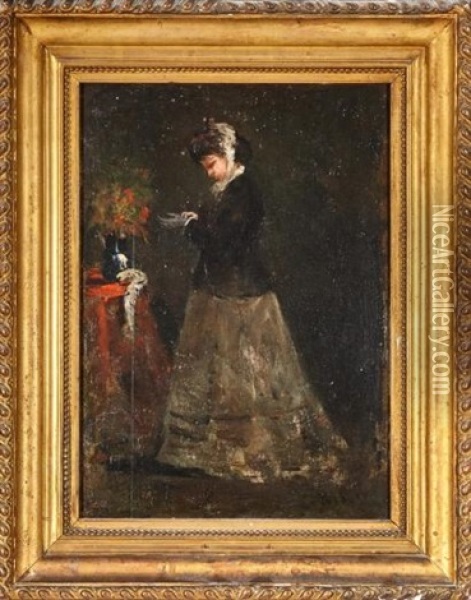 La Femme Au Gant Oil Painting - Germain Theodore Ribot