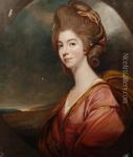Portrait Of Lady Emilia Kerr Oil Painting - George Romney