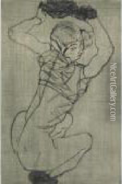 Kauernde Oil Painting - Egon Schiele
