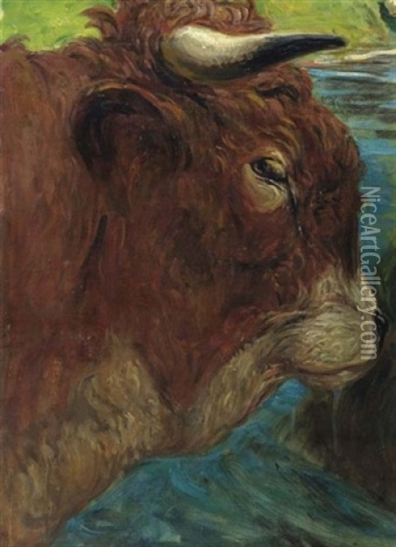 Kopf Einer Kuh Oil Painting - Johann Rudolf Koller