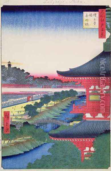 Zojoji Pagoda and Akabane from One Hundred famous Views of Edo Oil Painting - Utagawa or Ando Hiroshige
