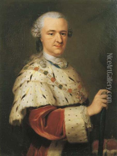 Ritratto Di Carlo Teodoro, Principe Elettore Del Palatinato Oil Painting - Johann Georg Ziesenis