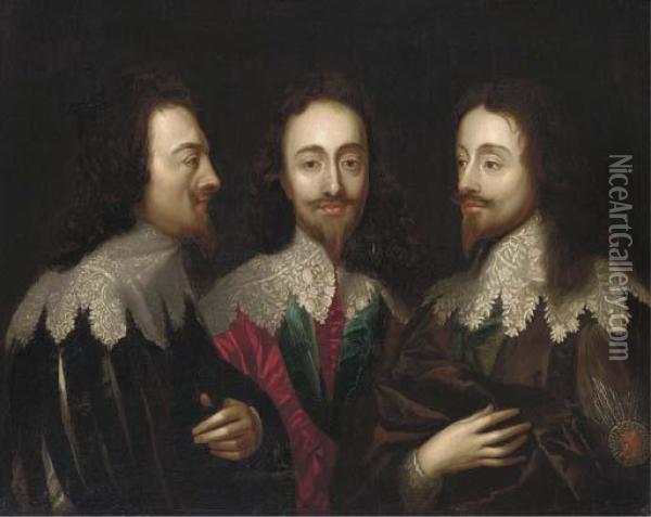 Triple Portrait Of Charles I Oil Painting - Sir Anthony Van Dyck