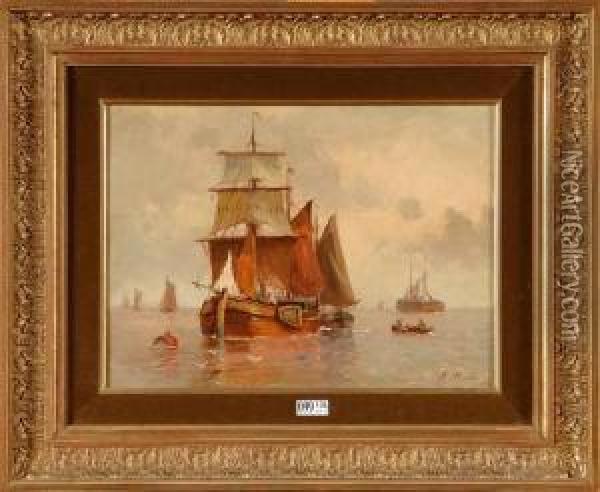 Marine Animee Oil Painting - Auguste Henri Musin