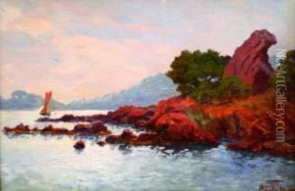 Esterel. Bord De Mer Oil Painting - Adelin Charles Morel De Tanguy
