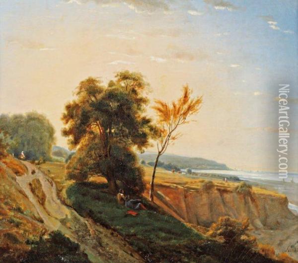 Falaise A Honfleur Oil Painting - Louis Auguste Lapito