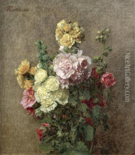 Property From An Important Private Collection
 

 
 
 

 
 Roses Tremieres Sans Vase Oil Painting - Ignace Henri Jean Fantin-Latour
