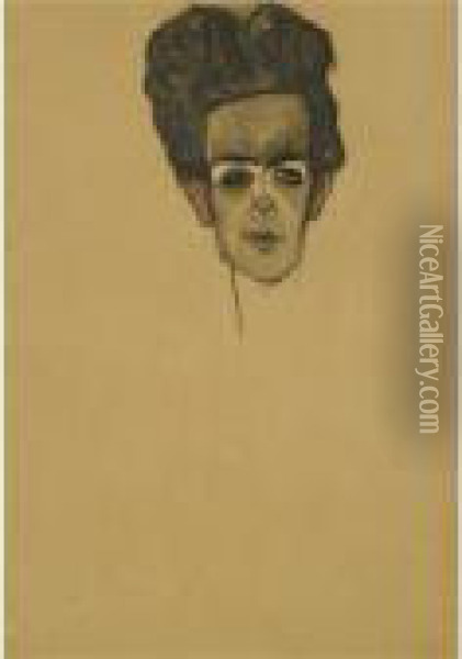 Selbstbildnis (self-portrait) Oil Painting - Egon Schiele
