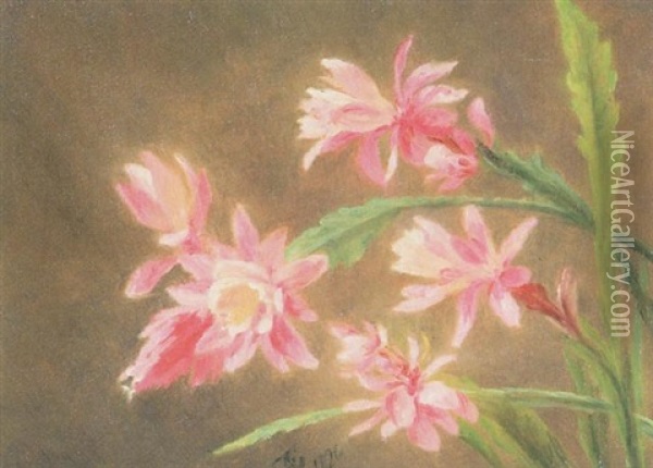 Lyserode Blomster Oil Painting - Anthonie Eleonore (Anthonore) Christensen