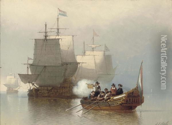 Saluting The Arrival Of A Dignitary Oil Painting - Johan Adolph Rust