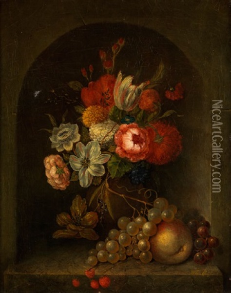 Blumenstilleben In Nische Oil Painting - Willem van Leen