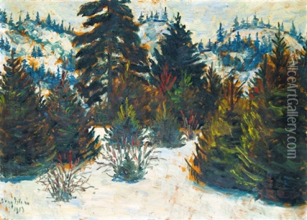 Pine-forest Oil Painting - Istvan Nagy