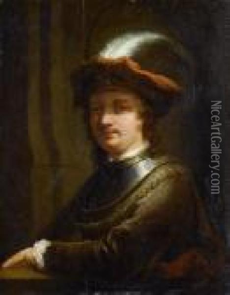 Portrait Of A Nobleman, Probably Rembrandt Oil Painting - Jean-Alexis Grimou