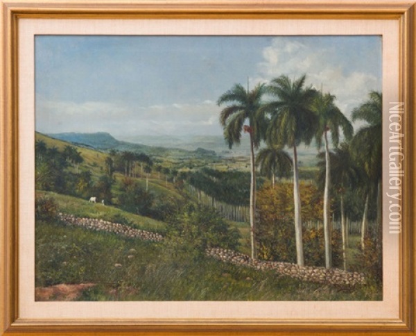 Landscape With Palm Trees Oil Painting - Eduardo Morales
